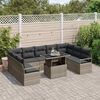 vidaXL Garten-Sofa-Set mit Kissen 10 pcs Grau Poly-Rattan