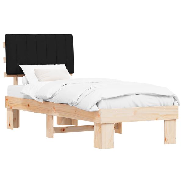vidaXL Bettgestell mit gepolstertem Kopfteil Schwarz 80 x 200 cm