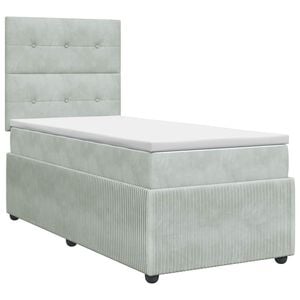 vidaXL Boxspringbett mit Matratze Hellgrau 100 x 200 cm Samt