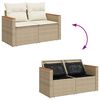 vidaXL 5-tlg. Garten-Sofagarnitur mit Kissen Beige Poly Rattan Akazie