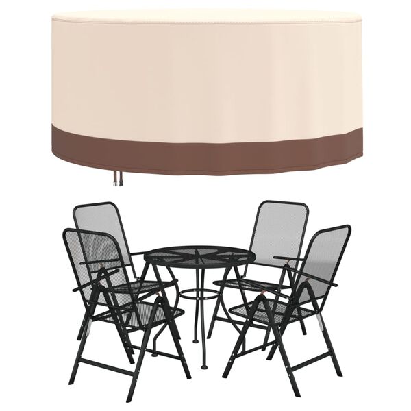 vidaXL Gartenm&ouml;bel-Abdeckung Rund Beige &Oslash; 183x71 cm 600D Oxford