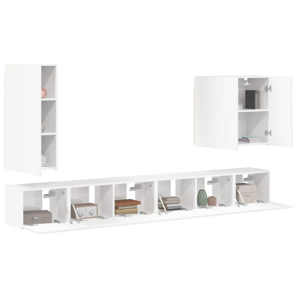 vidaXL Wandmontiert 6 pcs Hochglanz Wei&szlig;