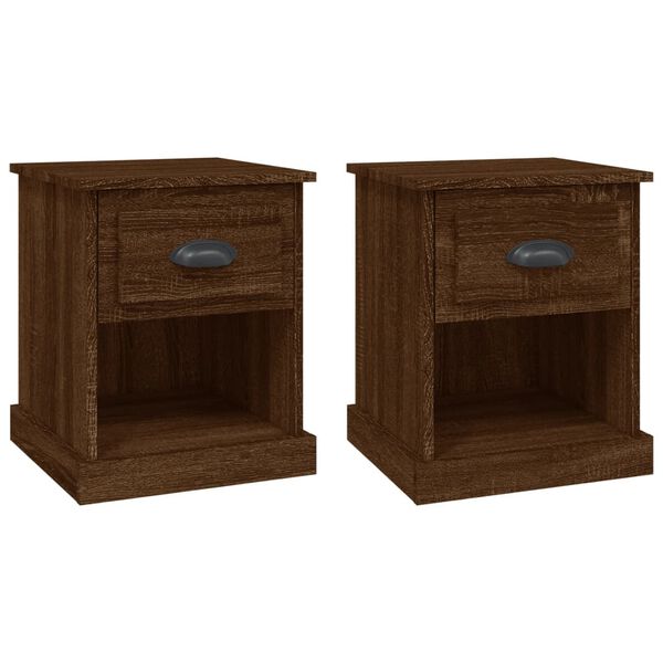 vidaXL Nachttische 2 Stk. Braun Eiche 39x39x47,5 cm Holzwerkstoff