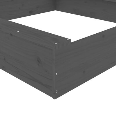 vidaXL Sandkasten mit Sitzen Grau Quadratisch Massivholz Kiefer