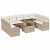 vidaXL Gartensofa-set mit Speicher 10 pcs Beige und Creme Poly-Rattan