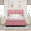 vidaXL Boxspringbett mit LED-Lichtleisten Rosa 140 x 200 cm Samt
