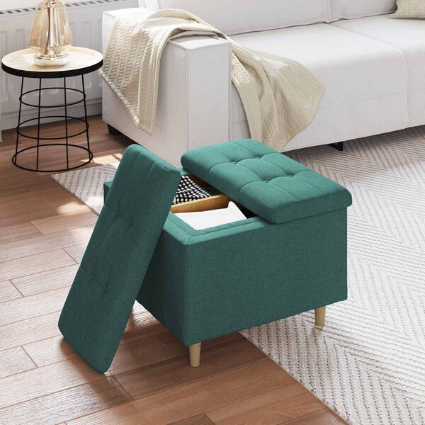 vidaXL Knopf Hocker mit Kissen Dunkelgr&uuml;n 60 x 60 x 45 cm Stoff