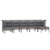 vidaXL 7-tlg. Garten-Lounge-Set mit Kissen Grau Poly Rattan