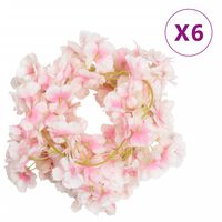 vidaXL Künstliche Blumengirlanden 6 Stk. Hellrosa 180 cm