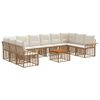 vidaXL Outdoor-Sofagarnitur 11 pcs Nat&uuml;rlich und Cremwei&szlig; Polyester