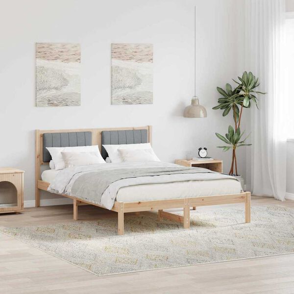vidaXL Bettgestell mit gepolstertem Kopfteil Hellgrau 140 x 200 cm
