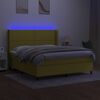 vidaXL Boxspringbett mit Matratze & LED Gr&uuml;n 180x200 cm Stoff