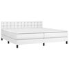 vidaXL Boxspringbett mit Matratze & LED Wei&szlig; 200x200 cm Kunstleder