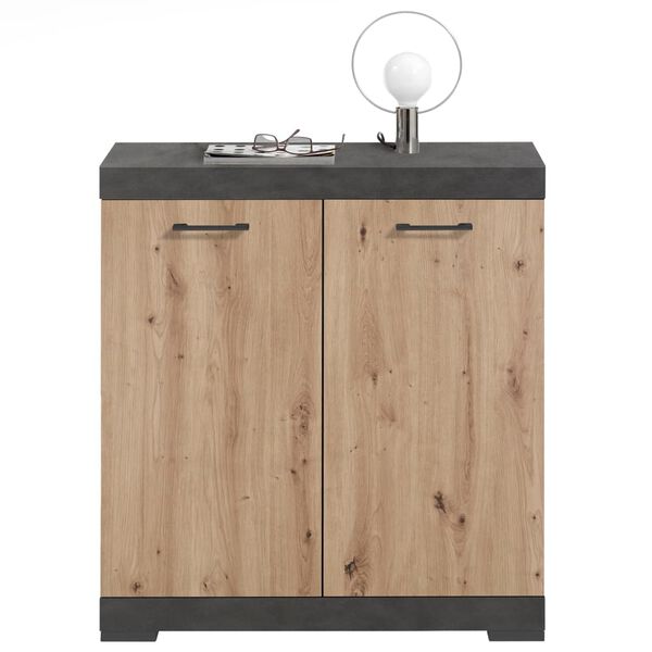 FMD Kommode mit 2 T&uuml;ren 80x34,9x89,9 cm Grau und Artisan-Eiche