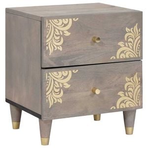 vidaXL Nachttisch Grau 40 x 33 x 46 cm Massivholz Mango