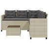 vidaXL Gartensofa in L-Form mit Tisch und Kissen Hellgrau Poly Rattan