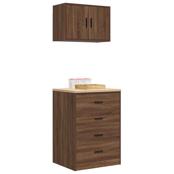 vidaXL Garagenschr&auml;nke 2 Stk. Braun Eichen-Optik Holzwerkstoff