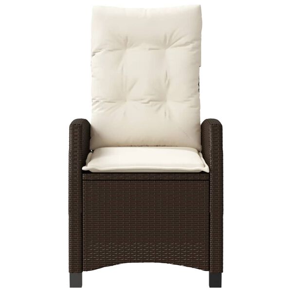 vidaXL Gartensessel Verstellbar mit Kissen Braun Poly Rattan
