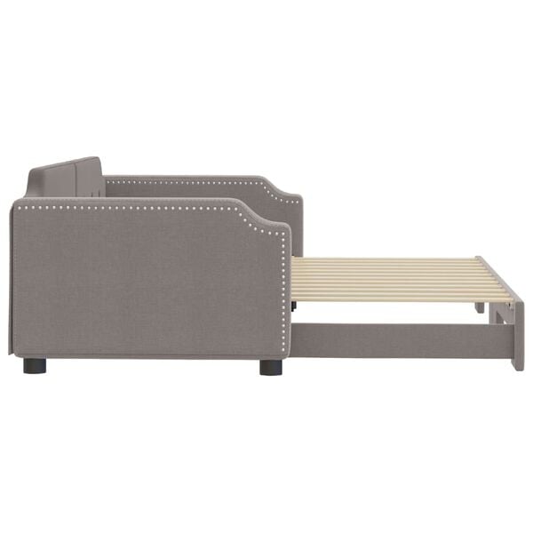 vidaXL Tagesbett Ausziehbar Taupe 100x200 cm Stoff