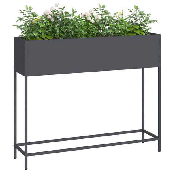 vidaXL Hochbeet Gartenpflanzer Anthrazit 100 x 26 x 82 cm Stahl