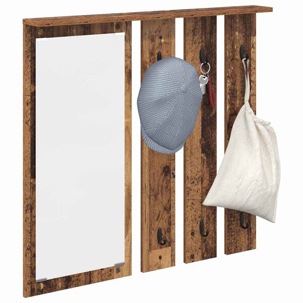 vidaXL Wandmontierter Kleiderst&auml;nder mit Regal Altholz 84 x 10 x 80 cm