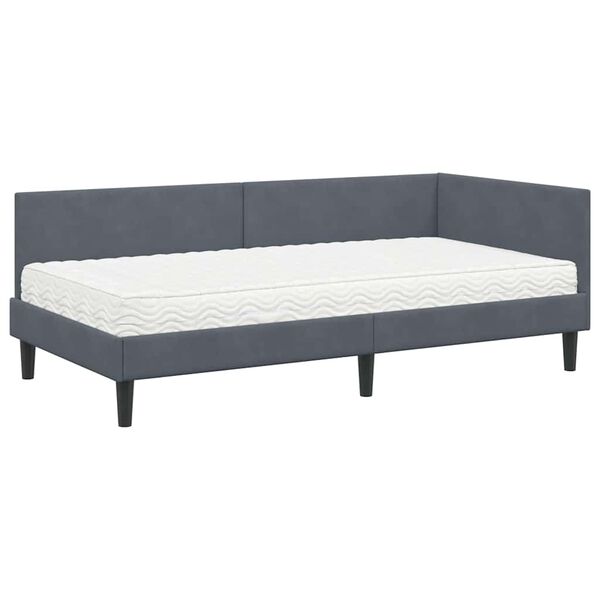 vidaXL Eckbettgestell mit Matratze Sonstiges 2 pcs Grau Samt