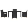 vidaXL Garten Essgruppe 5 pcs Schwarz Poly-Rattan