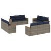 vidaXL 12-teiliges Gartensofa-Set mit Kissen, grau, Polyrattan