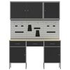 vidaXL Werkbank mit Schubladen 8 pcs Schwarz 150 x 55 x 200 cm Stahl
