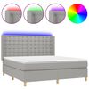 vidaXL Boxspringbett mit Matratze & LED Hellgrau 160x200 cm Stoff