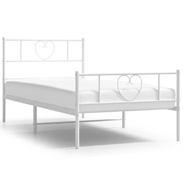 vidaXL Bettgestell mit Kopf- und Fu&szlig;teil Metall Wei&szlig; 100x190 cm