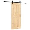 vidaXL Schiebet&uuml;r Nat&uuml;rlich und Schwarz 85 x 210 cm Massivkiefer