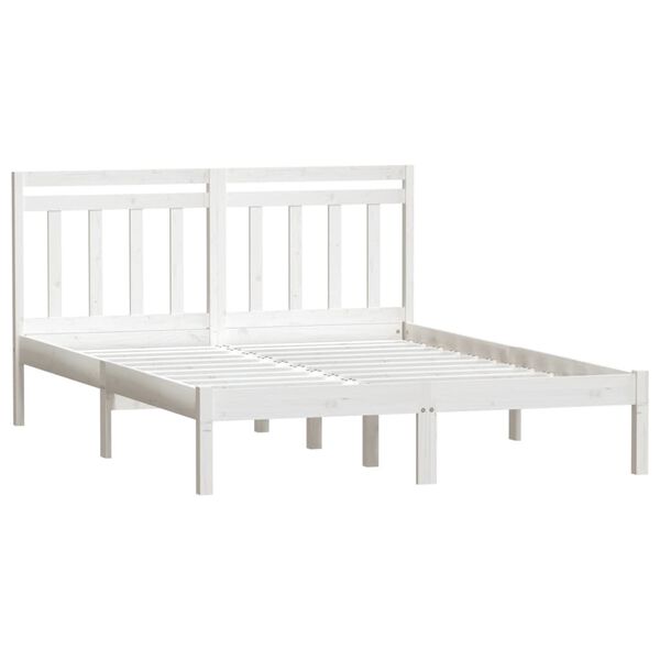 vidaXL Massivholzbett Wei&szlig; 135x190 cm