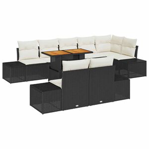 vidaXL Gartensofa-set 9 Stk. Schwarz Poly-Rattan