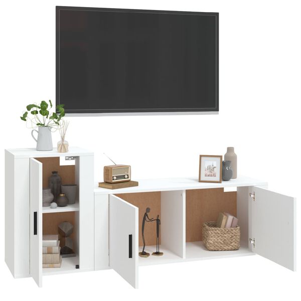 vidaXL 2-tlg. TV-Schrank-Set Wei&szlig; Holzwerkstoff