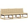vidaXL Outdoor Mittelsofa Massives Akazienholz und Textilene Wei&szlig;