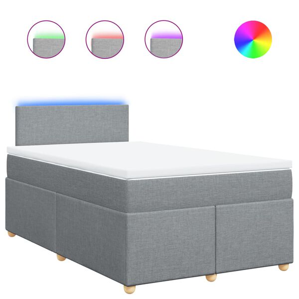 vidaXL Boxspringbett mit Matratze Hellgrau 120x200 cm Stoff
