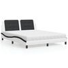 vidaXL Bett mit Matratze "Zadar" Wei&szlig; und Schwarz 160x200 cm Kunstleder
