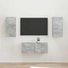 vidaXL TV-Schrankset Wandmontiert 2 pcs Beton Grau Holzwerkstoff