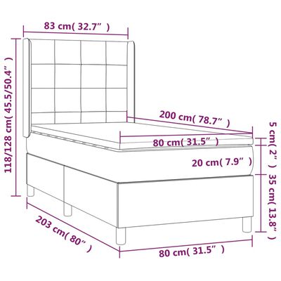 vidaXL Boxspringbett mit Matratze Blau 80x200 cm Stoff