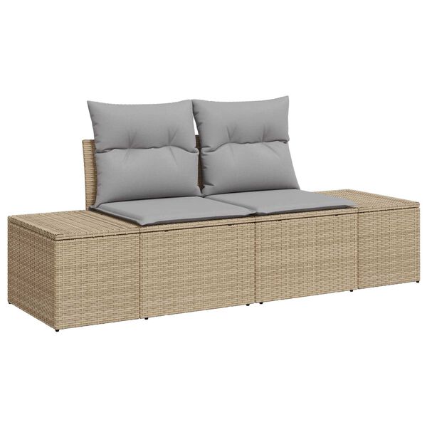 vidaXL Garten-Sofa-Set mit Speicher 13 pcs Beige Poly Rattan