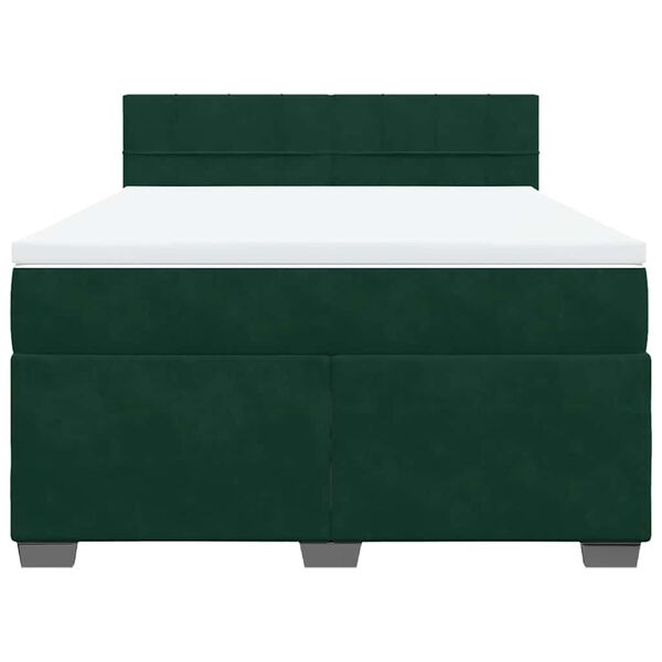 vidaXL Boxspringbett mit Matratze Dunkelgr&uuml;n 140x200 cm Samt