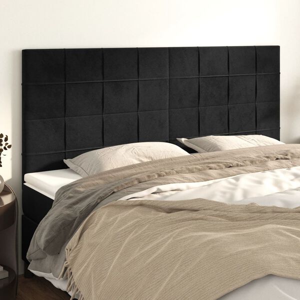 vidaXL Kopfteil Schwarz 160x5x118/128 cm Samt