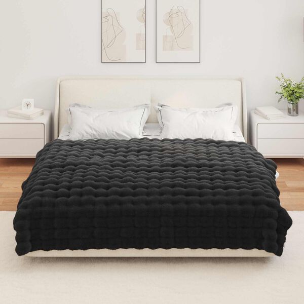 vidaXL Kunstfell Kaninchenfell Decke 4 pcs Schwarz 150 x 220 cm