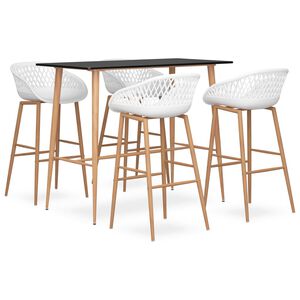vidaXL 5-tlg. Bar-Set Schwarz und Weiß