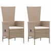 vidaXL Gartenst&uuml;hle 2 Stk. mit Auflagen Poly Rattan Beige