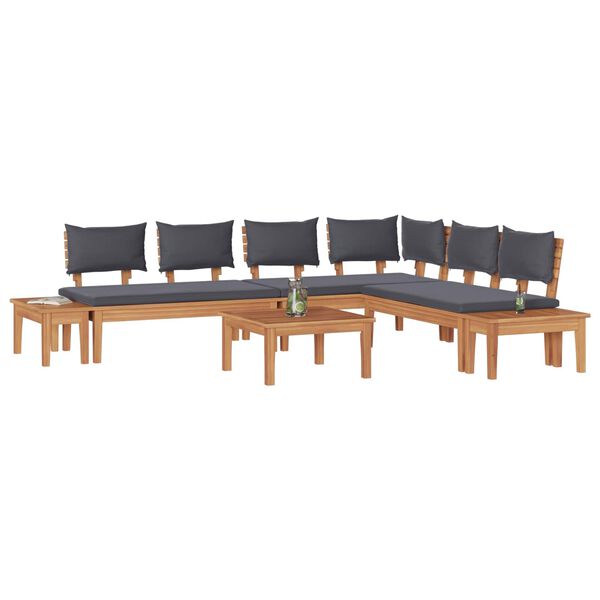 vidaXL Gartensofa-set 3 pcs Braun und Grau