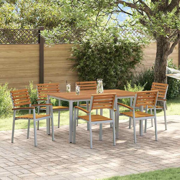 vidaXL Garten Essgruppe 7 pcs Grau und Braun 150 x 90 x 75 cm