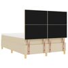 vidaXL LED Boxspringbett mit Matratze Creme 140 x 190 cm Stoff