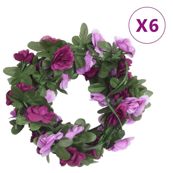 vidaXL Blumengirlanden 6 Stk. Fr&uuml;hlingsrosen Helllila 250 cm